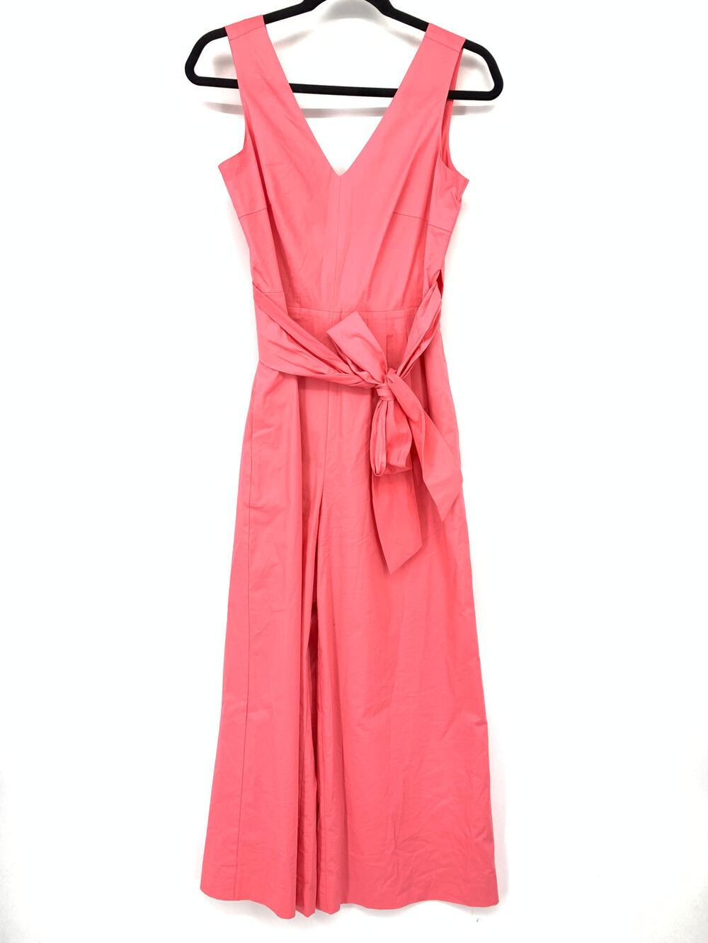 J. Crew Wrap Tie Jumpsuit In Stretch Poplin Womens Size 0 Pink Sleeveless V-Neck